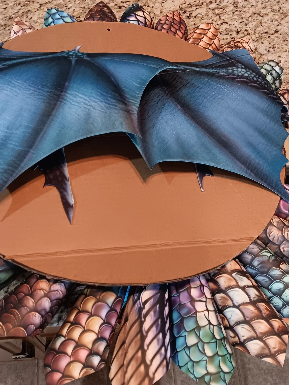Dragon Mum - Dragon Scale Paper Cone Art With Blue Dragon Face And Wings - Picture 7 of 7